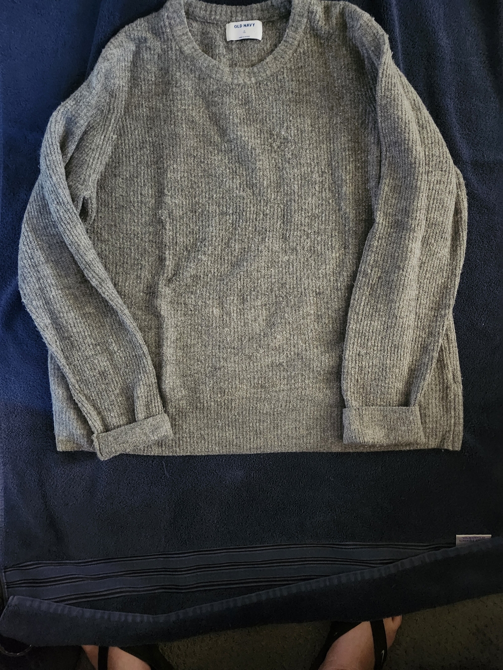 Old Navy Womens Gray Ribbed Crewneck Sweater - Picture 2 of 3